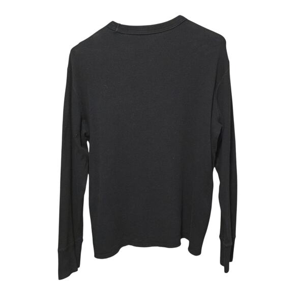 Ecko Mens Waffle Thermal Knit Shirt Size Large Black Crew Neck Raw Hem Casual - Picture 2 of 11